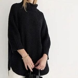 J. Crew Turtleneck cotton poncho in Black Size S